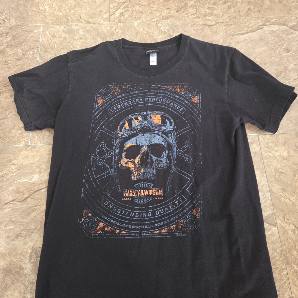 Harley-Davidson Black and Orange Skull Tee